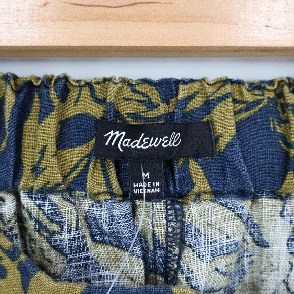 NWT Madewell Clean Pull-On Shorts In 100% Linen Deep Shadow Floral Size Medium - Picture 6 of 8